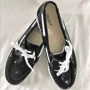Dexter Women’s Deck Shoes Black Sequined Lace Ups